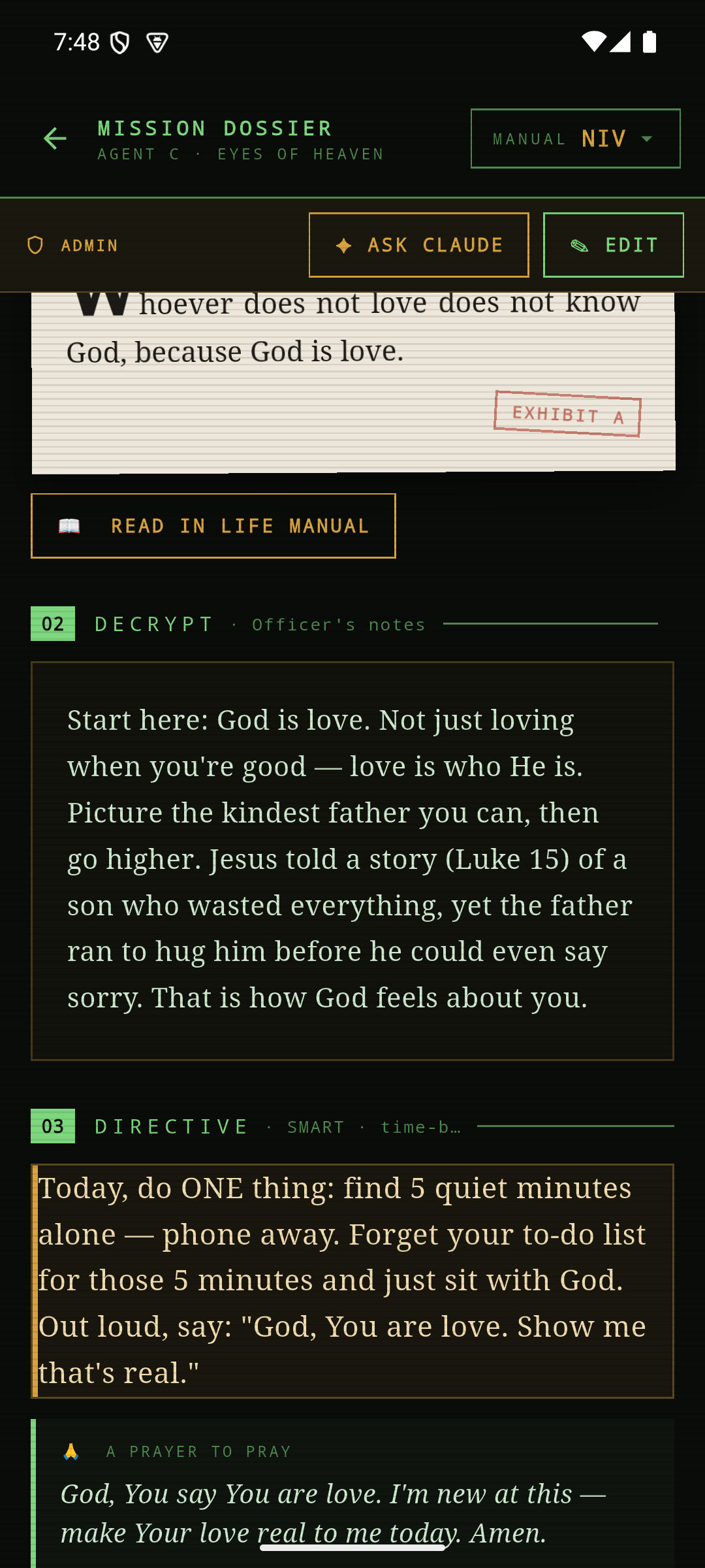 CCIA daily mission — decrypt, directive and prayer