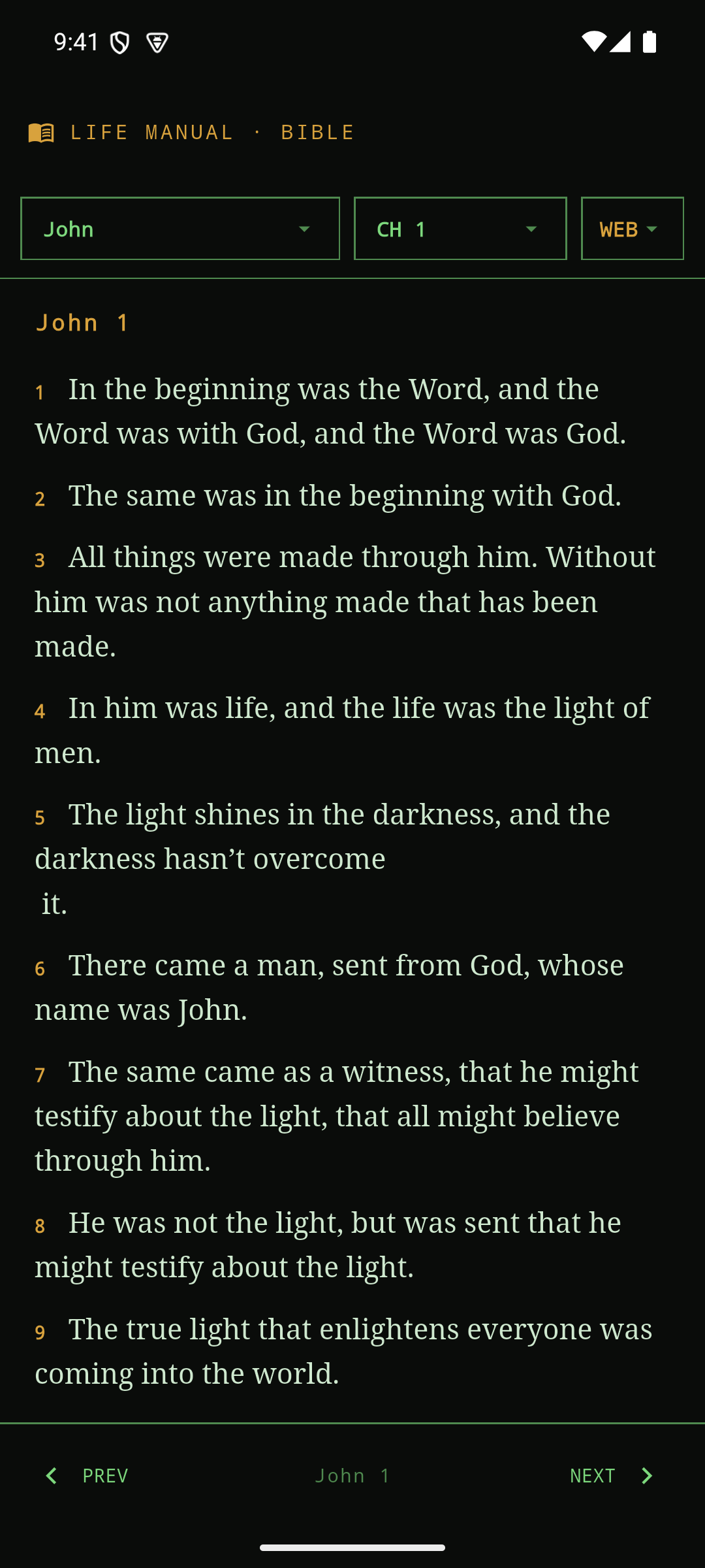 CCIA Life Manual — built-in Bible reader